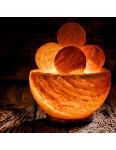 Lampe avec 4 boules de massage en Sel d'Himalaya 
