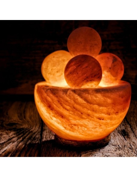 Lampe avec 4 boules de massage en Sel d'Himalaya 