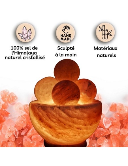 Lampe avec 4 boules de massage en Sel d'Himalaya 