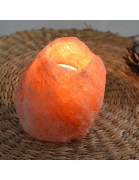 Bougeoir en Cristal de Sel Himalaya Rock 500g