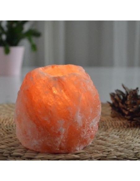 Bougeoir en Cristal de Sel Himalaya Rock 500g