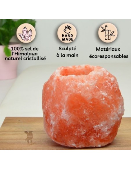 Bougeoir en Cristal de Sel Himalaya Rock 500g 
