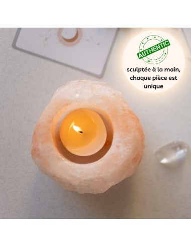 Bougeoir en Cristal de Sel Himalaya Rock 500g 
