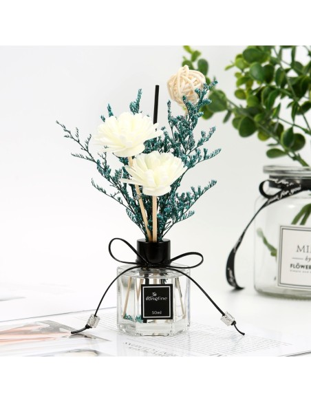 Diffuseur d'huile essentielle 50 ml avec bâtonnets et fleurs séchées