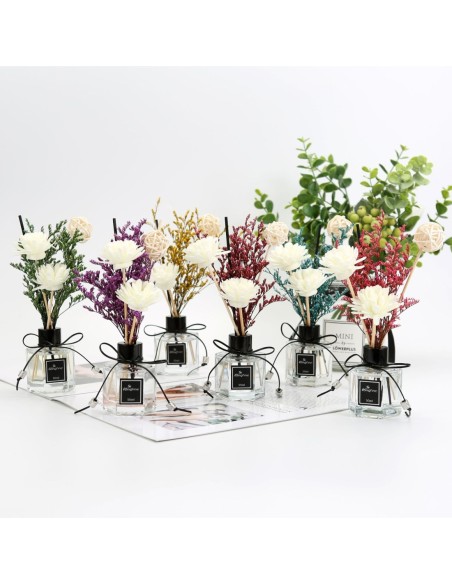 Diffuseur d'huile essentielle 50 ml avec bâtonnets et fleurs séchées