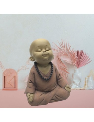 Statuette Bouddha - Bébé Rose en méditation 