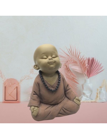 Statuette Bouddha - Bébé Rose en méditation 